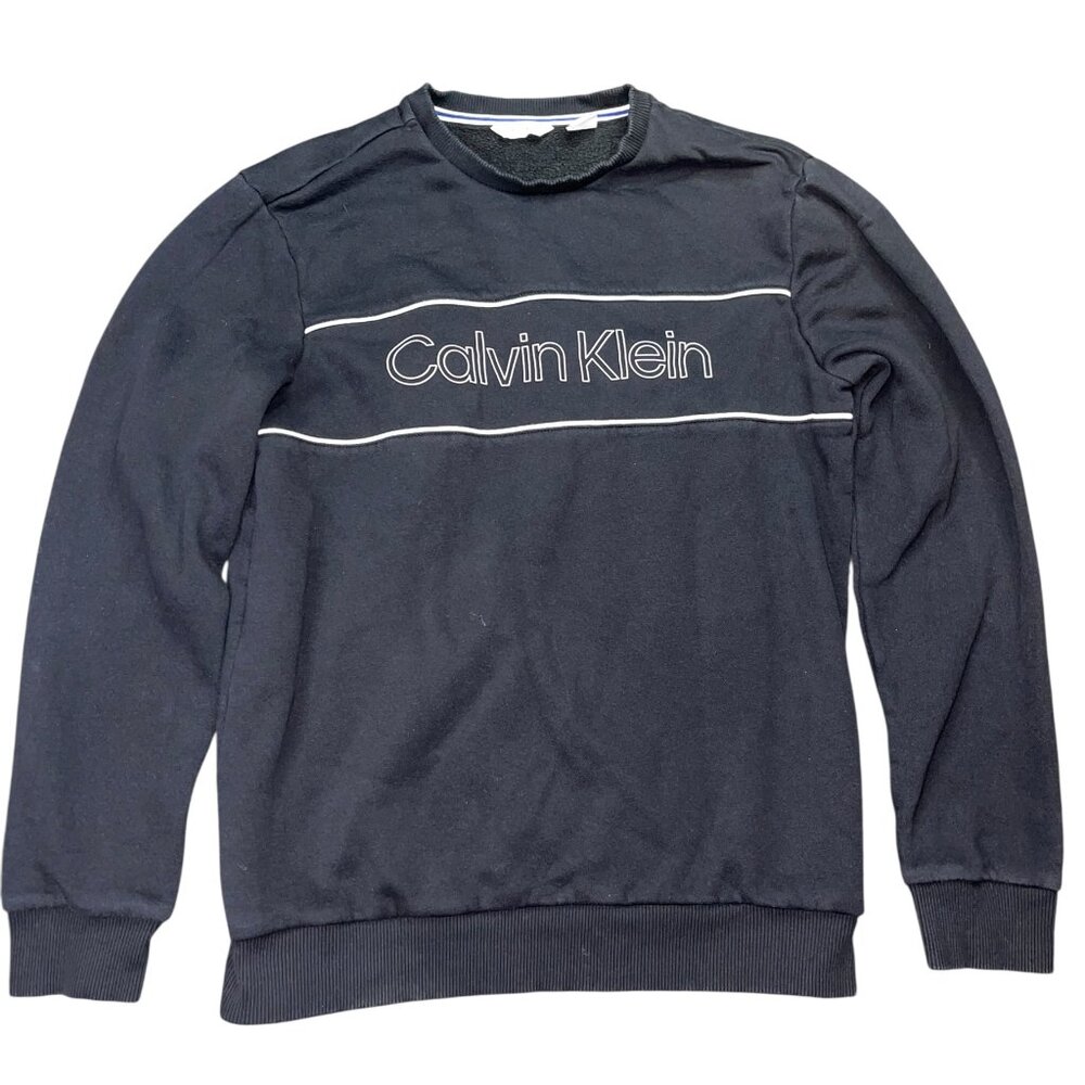 Calvin Klein Men’s Crewneck Sweater – Size Small – Black Logo Pullover